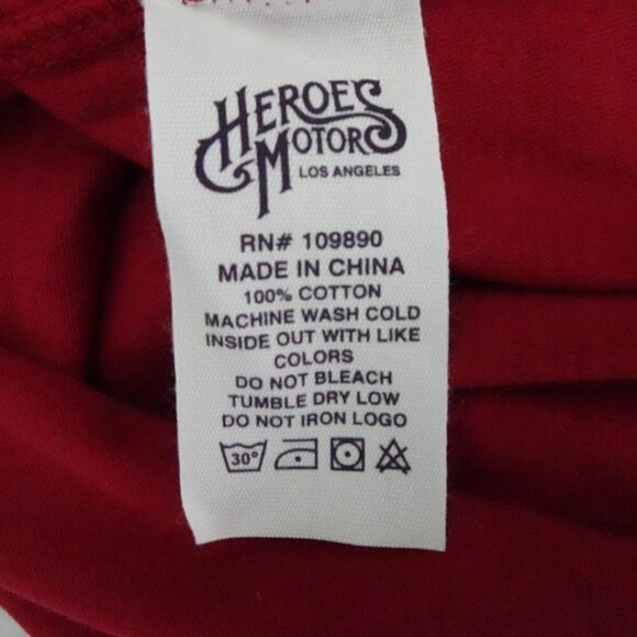 Heroes Motors Motorcycle T-Shirt Men's Size XL Red Long Sleeve Cotton - Picture 7 of 7